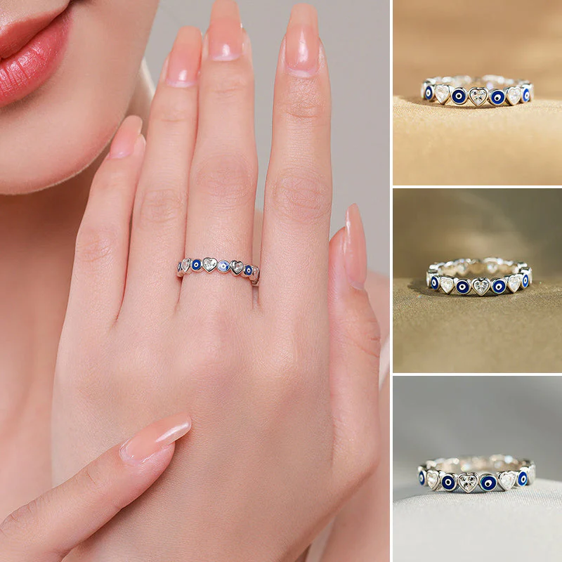 Heart & Evil Eye Ring Band - Image 13
