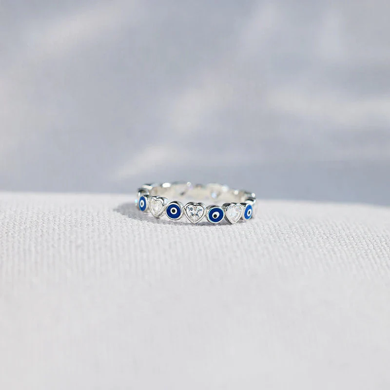 Heart & Evil Eye Ring Band - Image 5