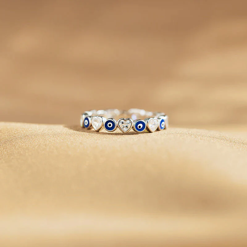 Heart & Evil Eye Ring Band - Image 6