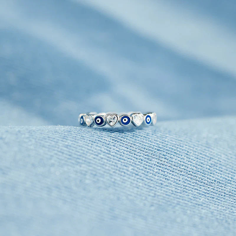 Heart & Evil Eye Ring Band - Image 7
