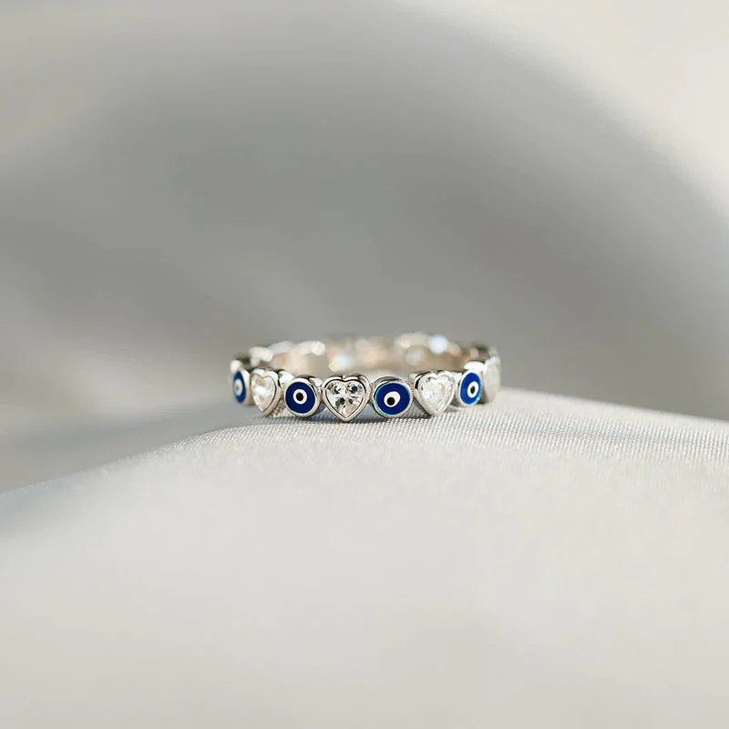 Heart & Evil Eye Ring Band - Image 8