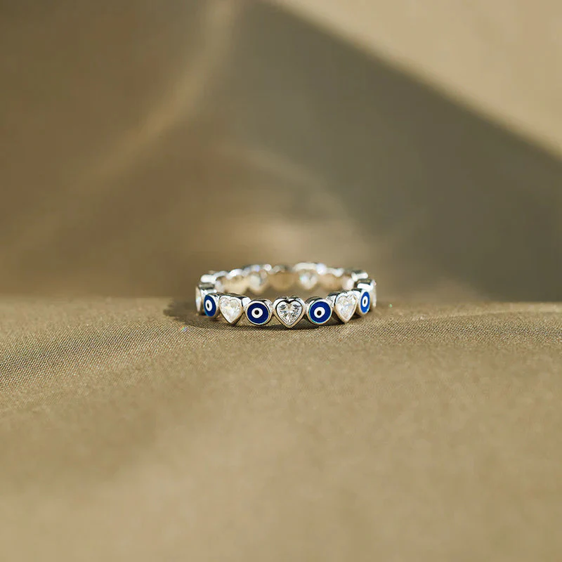 Heart & Evil Eye Ring Band - Image 9