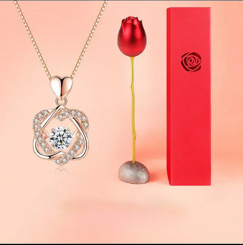 Heart necklace Set with rose - Image 12