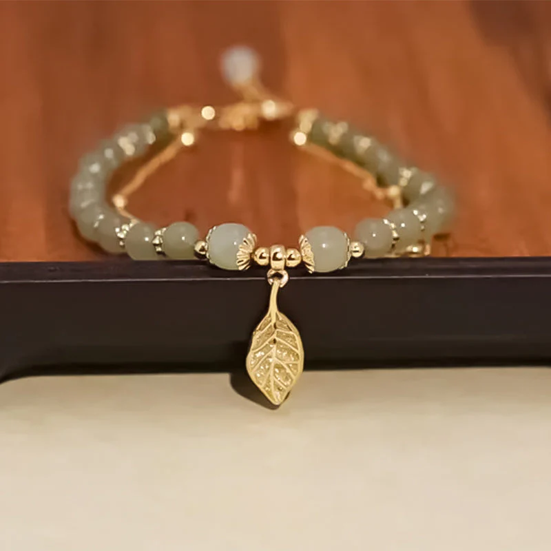 Hetian Jade Gold Leaf Bracelet - Image 3