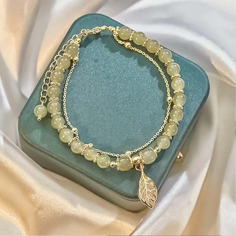 Hetian Jade Gold Leaf Bracelet - Image 5