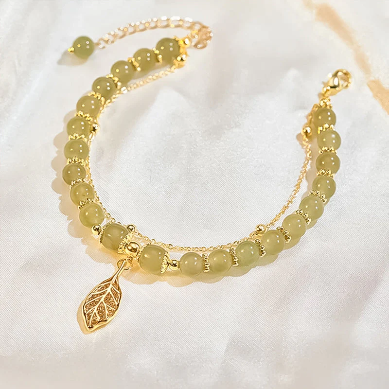 Hetian Jade Gold Leaf Bracelet - Image 7