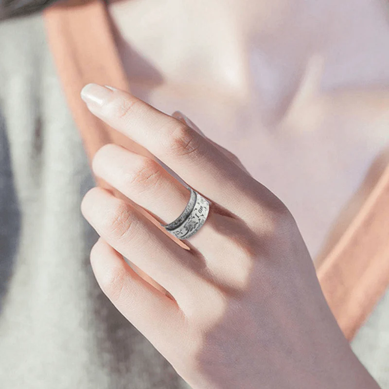 "I Am Enough" Silver Dandelion Ring - Image 5