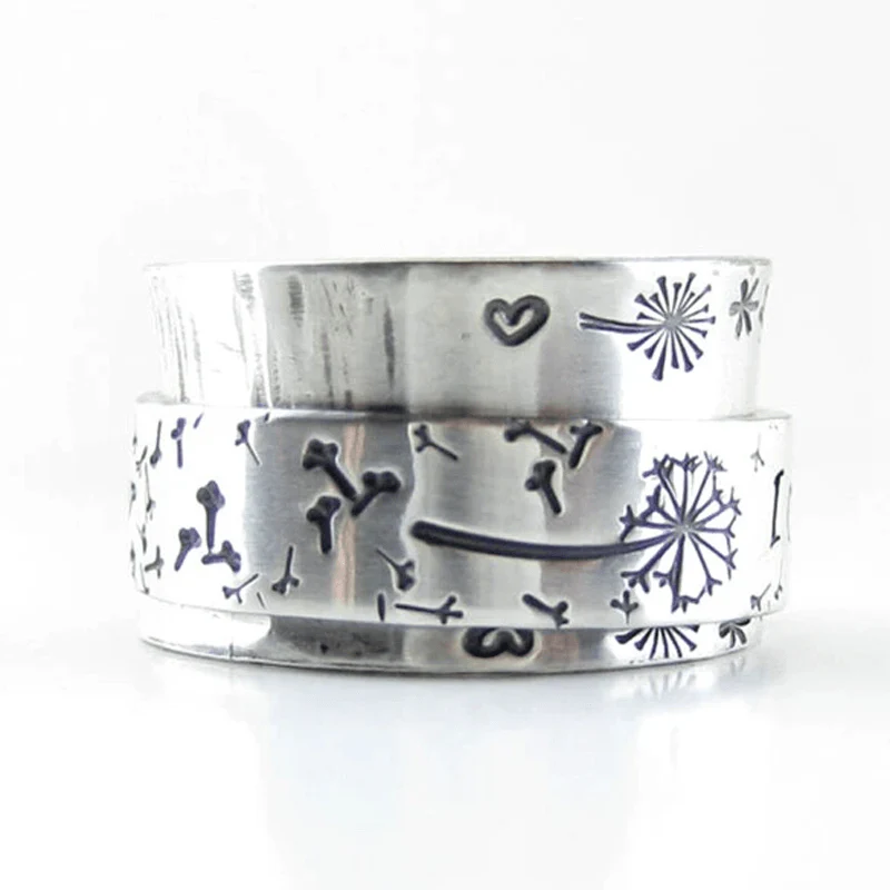 "I Am Enough" Silver Dandelion Ring - Image 6