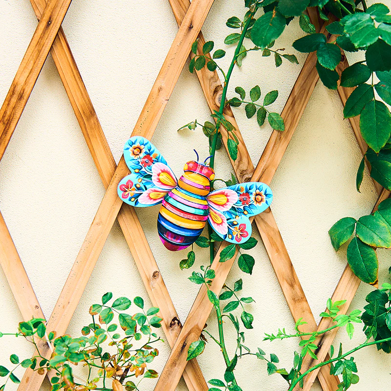 Iron Bee Art Sculpture Hanging Wall Decorations for Garden - Image 11