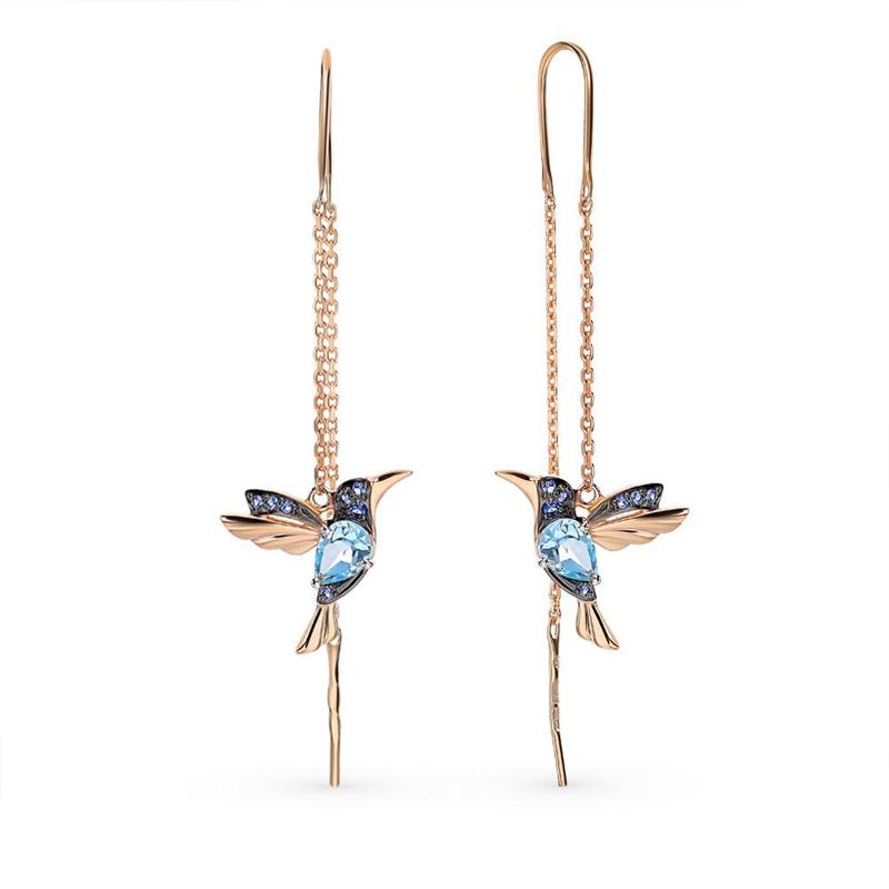 Ladies Elegant Hummingbird Rhinestone Stud Earrings - Image 6