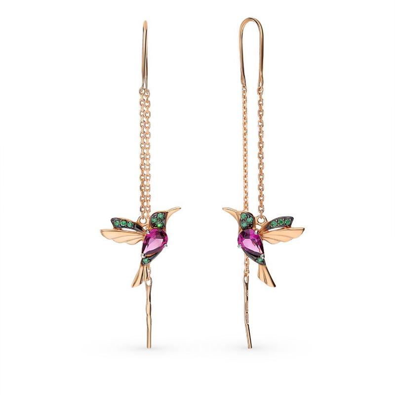 Ladies Elegant Hummingbird Rhinestone Stud Earrings - Image 7