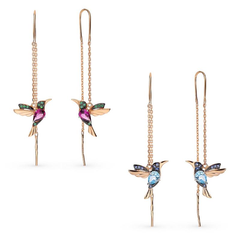 Ladies Elegant Hummingbird Rhinestone Stud Earrings - Image 8