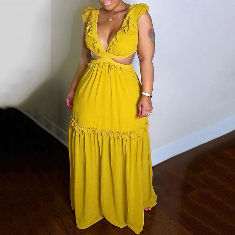 Ladies Sexy V-Neck Lace-Up Dress - Image 2