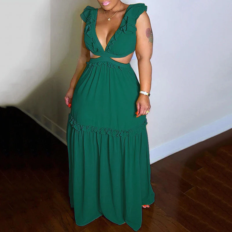 Ladies Sexy V-Neck Lace-Up Dress - Image 7