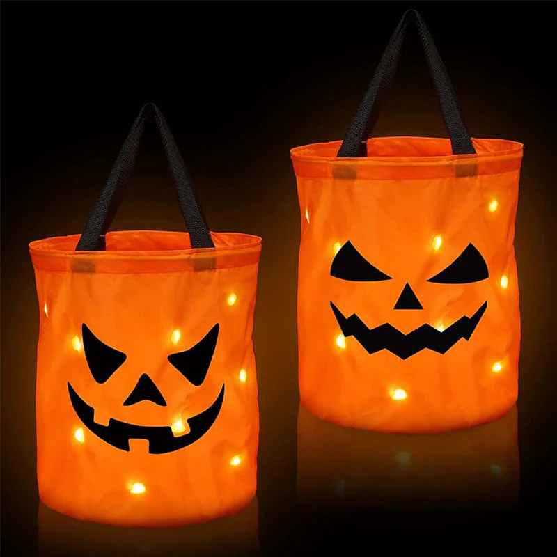 LED Light Halloween Trick or Treat Bags Pumpkin Bucket - Image 10