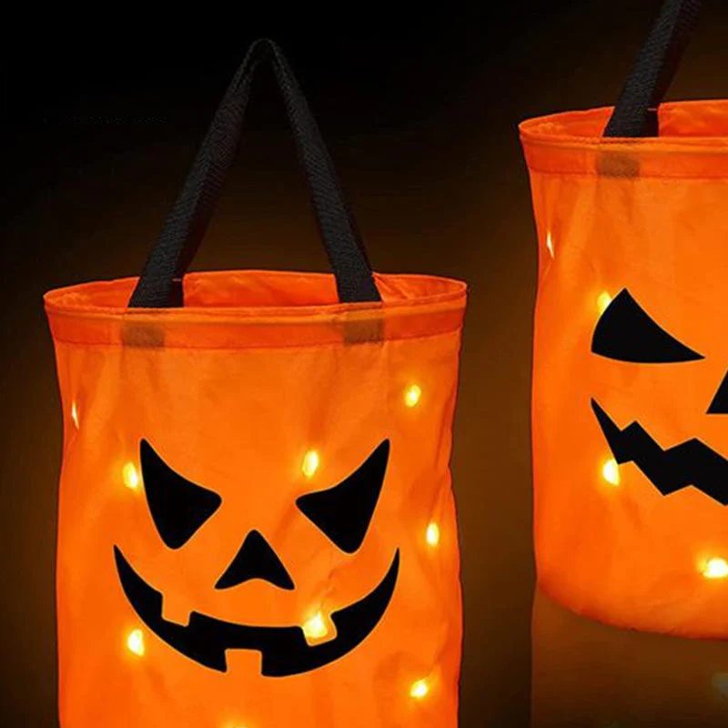 LED Light Halloween Trick or Treat Bags Pumpkin Bucket - Image 3