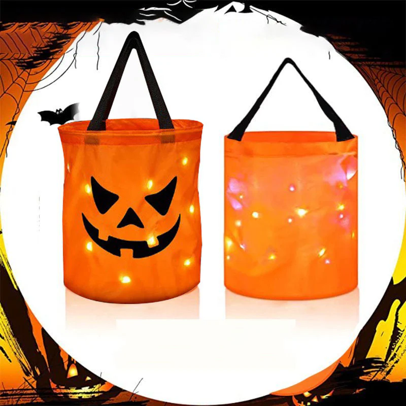 LED Light Halloween Trick or Treat Bags Pumpkin Bucket - Image 6