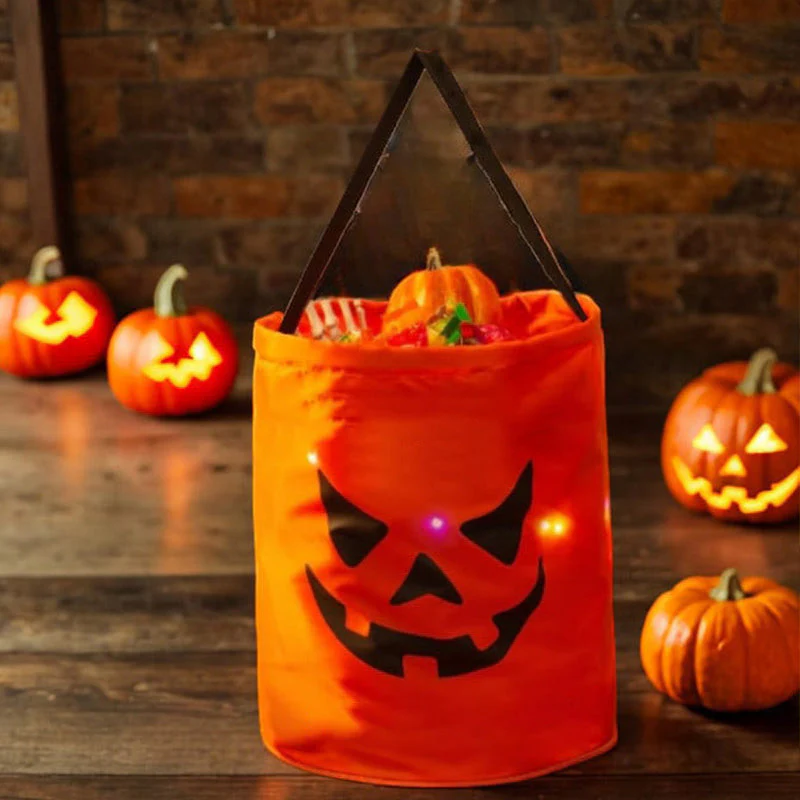 LED Light Halloween Trick or Treat Bags Pumpkin Bucket - Image 7