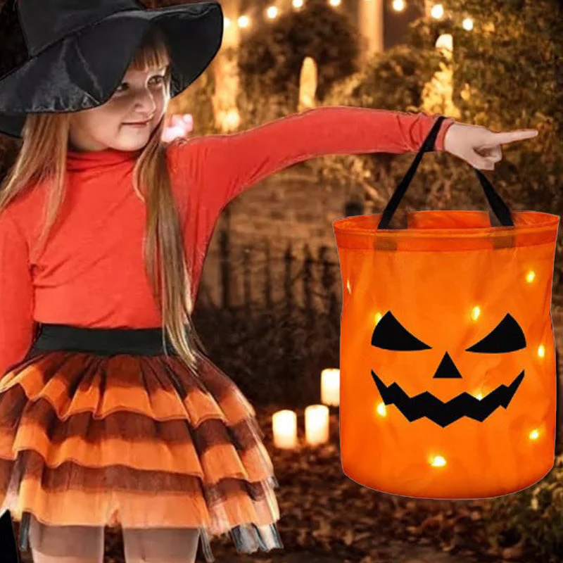 LED Light Halloween Trick or Treat Bags Pumpkin Bucket - Image 8