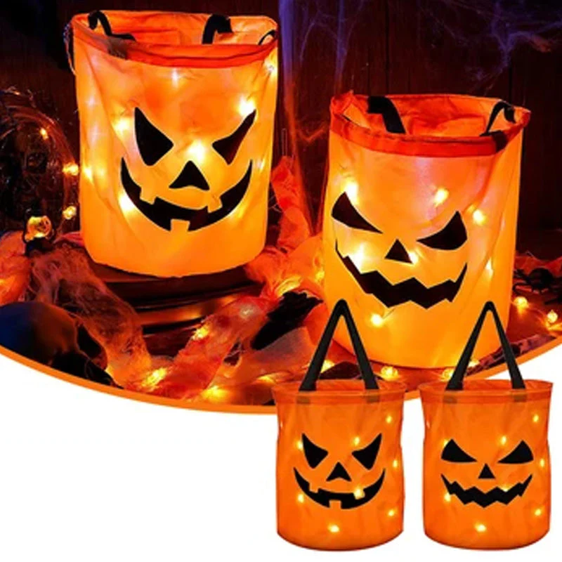 LED Light Halloween Trick or Treat Bags Pumpkin Bucket - Image 9