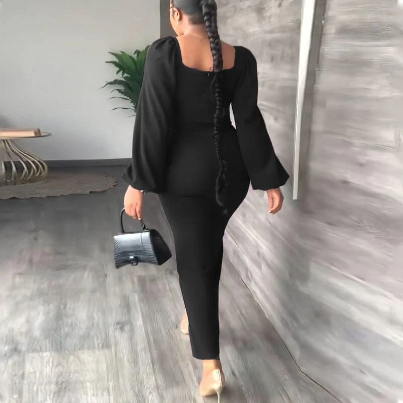 Long Sleeve Square Neck Slit Maxi Dresses - Image 12