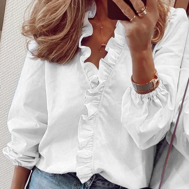 Long-Sleeved Ruffled Women'S Shirt - Image 13
