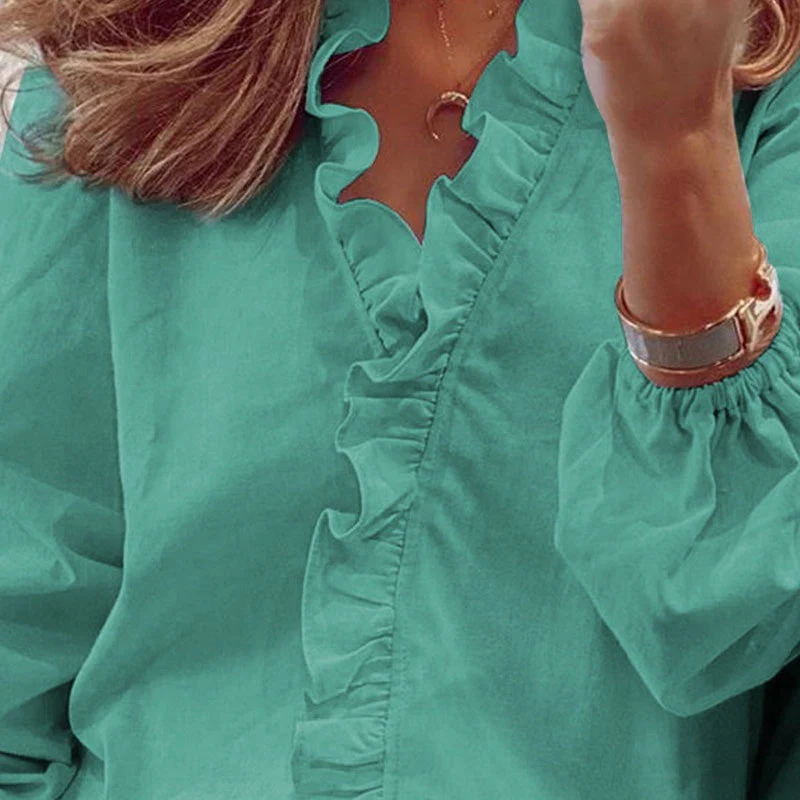Long-Sleeved Ruffled Women'S Shirt - Image 4