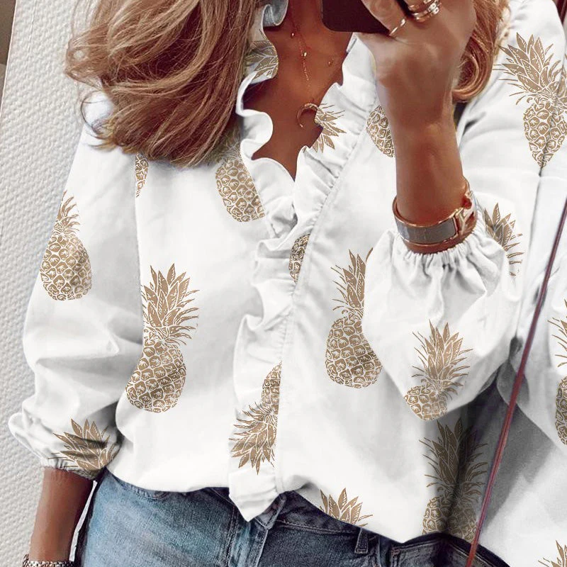Long-Sleeved Ruffled Women'S Shirt - Image 8
