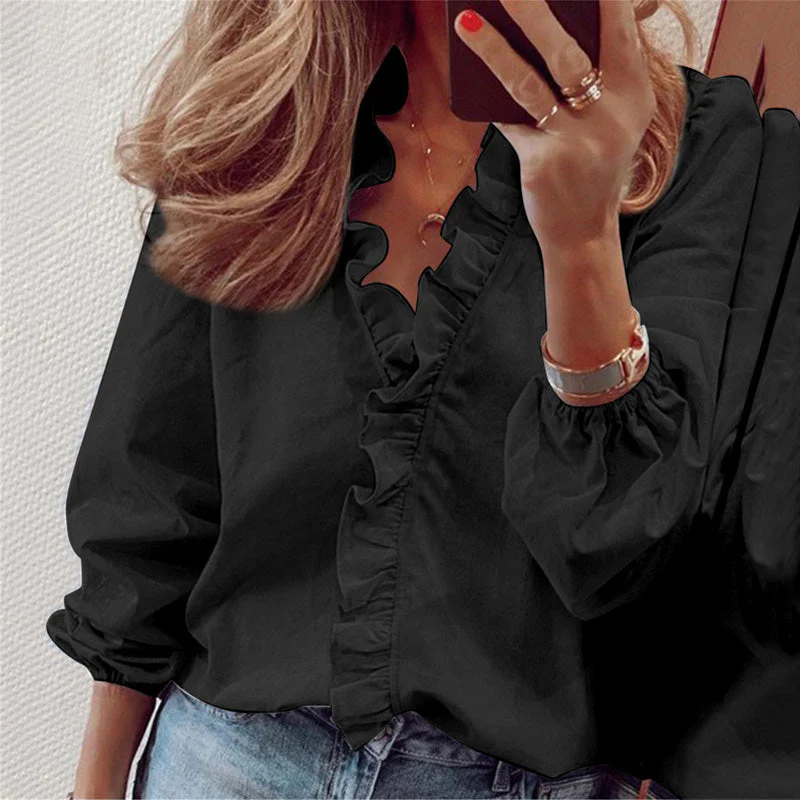 Long-Sleeved Ruffled Women'S Shirt - Image 9