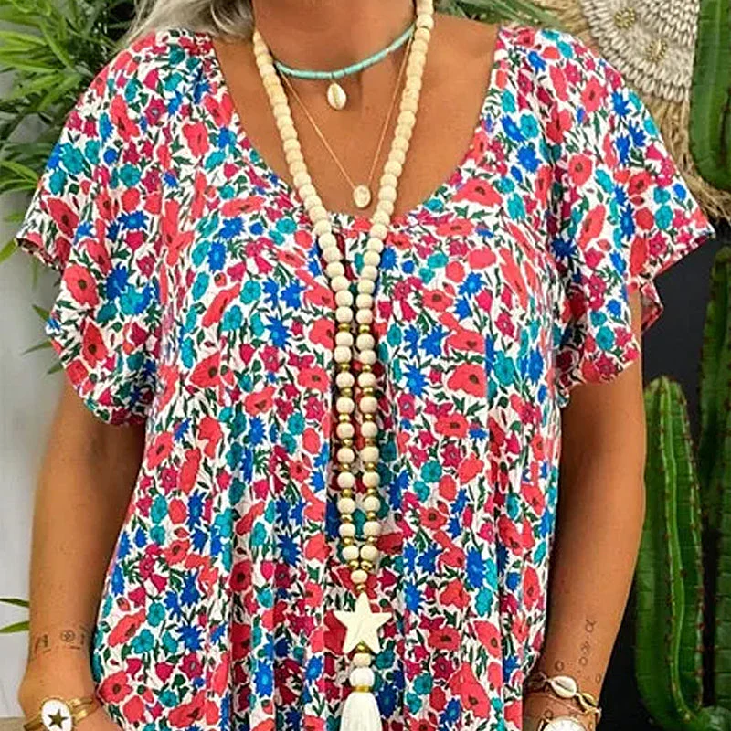 Loose Long Printed Bohemian Dress - Image 4
