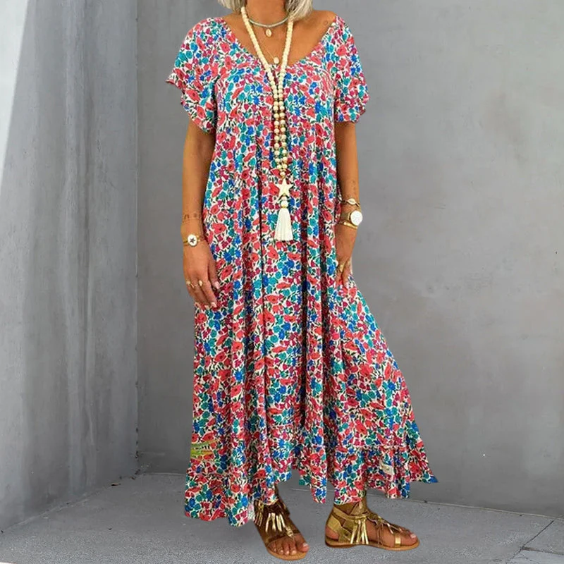 Loose Long Printed Bohemian Dress - Image 7