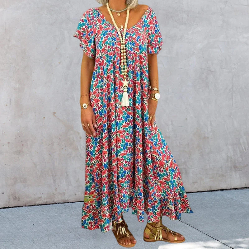 Loose Long Printed Bohemian Dress - Image 8