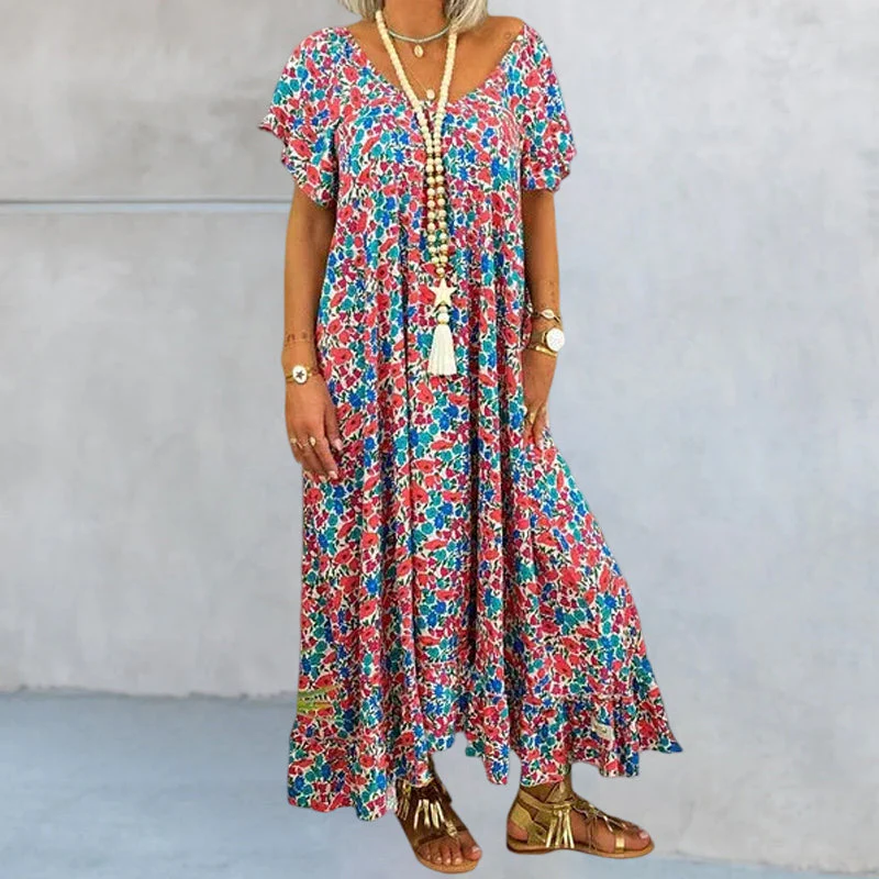 Loose Long Printed Bohemian Dress - Image 9