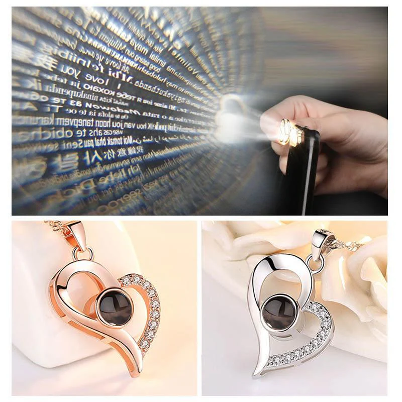 Love Projection Heart Necklace (I Love You in 100 Languages) - Image 2