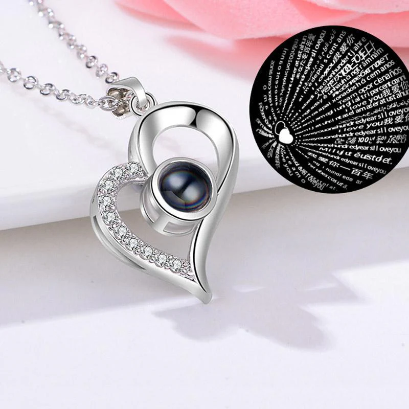 Love Projection Heart Necklace (I Love You in 100 Languages) - Image 3