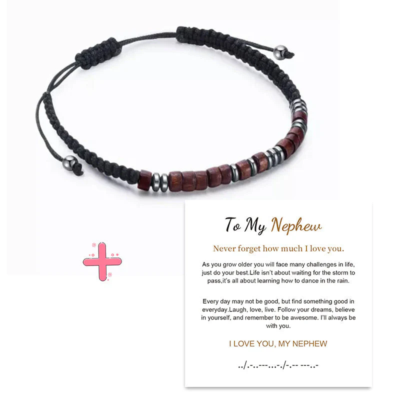 Magnet Nylon Braided Morse Code Bracelet - Image 14