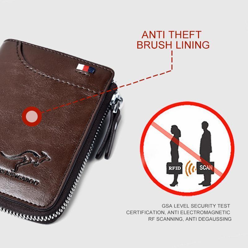 Men Wallet Zipper Genuine Leather Purse ( RFID PROTECTED ) - Image 7