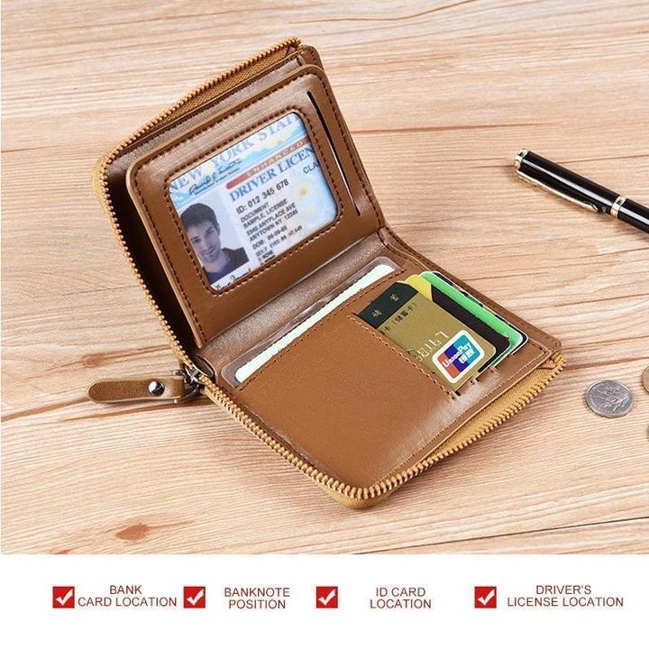 Men Wallet Zipper Genuine Leather Purse ( RFID PROTECTED ) - Image 9