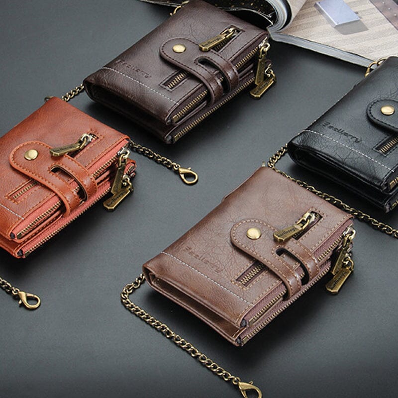 Men‘s RFID Wallet with Chain, Retro Bifold Card Holder Purse - Image 3