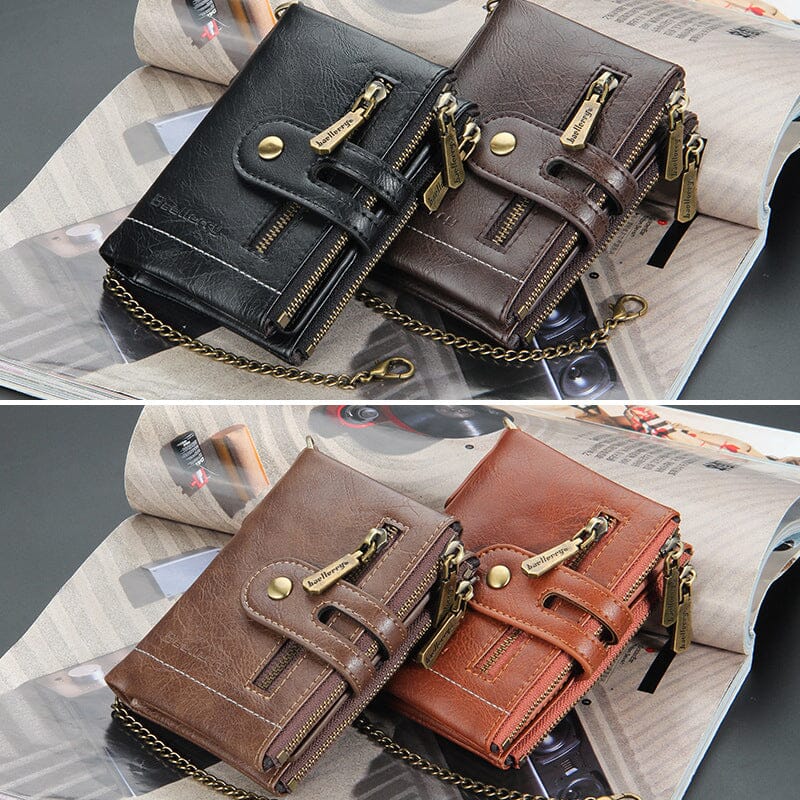 Men‘s RFID Wallet with Chain, Retro Bifold Card Holder Purse - Image 4