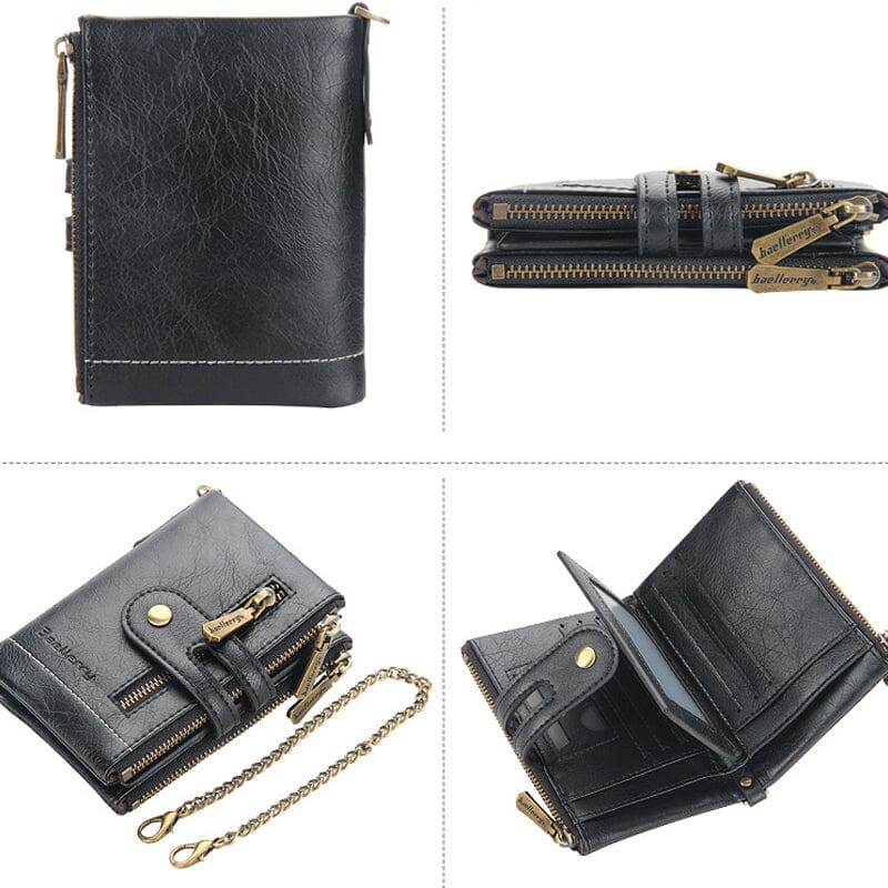 Men‘s RFID Wallet with Chain, Retro Bifold Card Holder Purse - Image 6