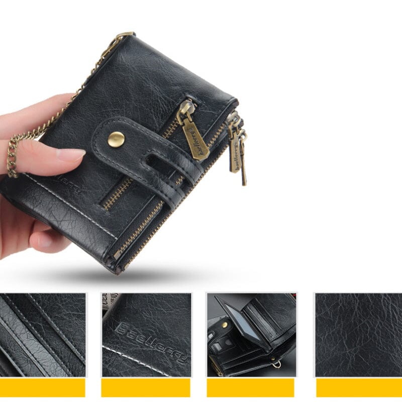 Men‘s RFID Wallet with Chain, Retro Bifold Card Holder Purse - Image 7