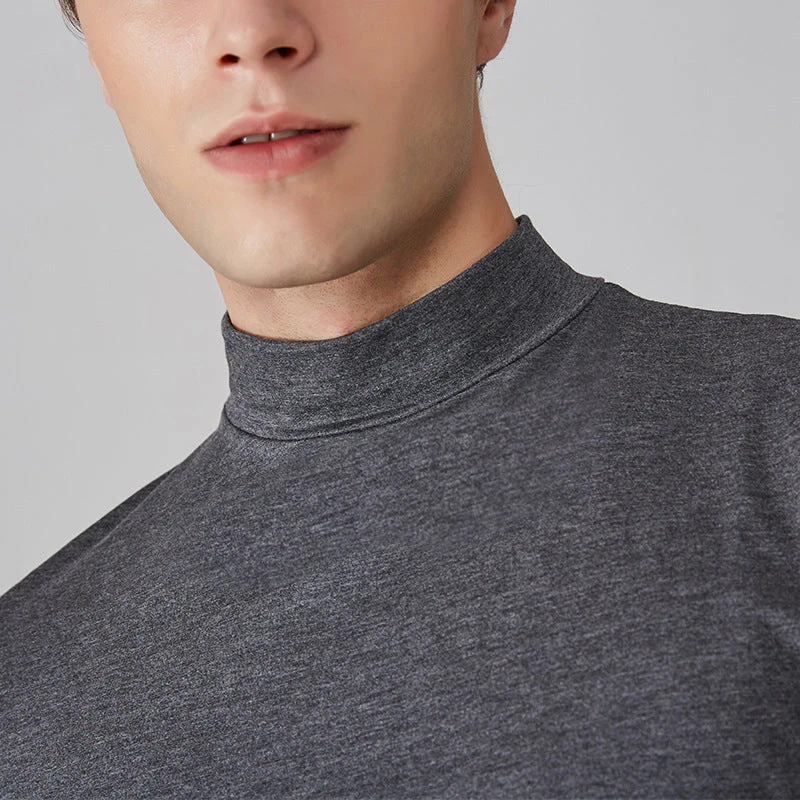 Mens High Neck Slim Fit T-shirt - Image 2
