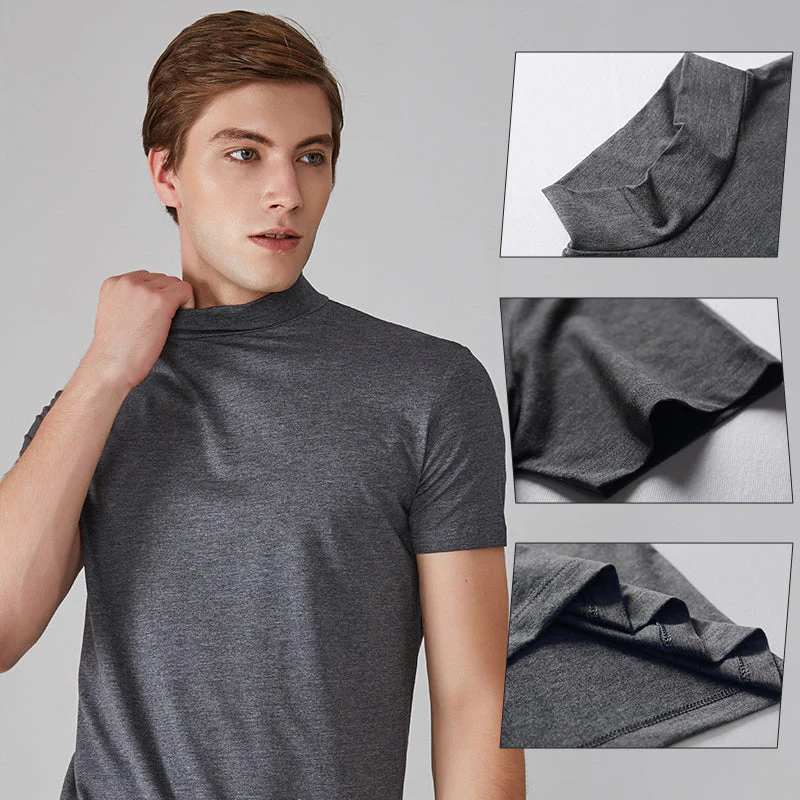 Mens High Neck Slim Fit T-shirt - Image 3