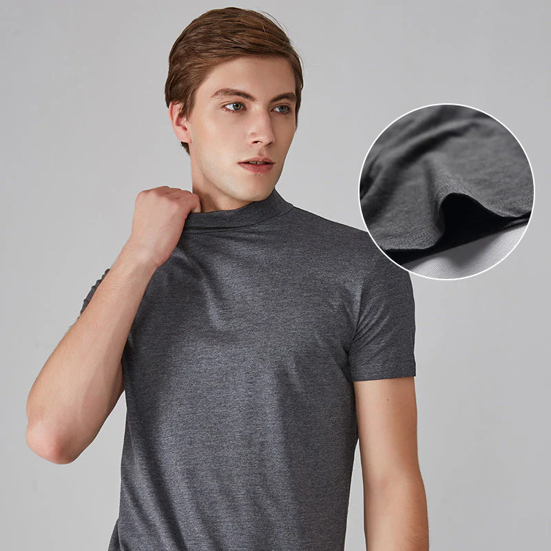Mens High Neck Slim Fit T-shirt - Image 4