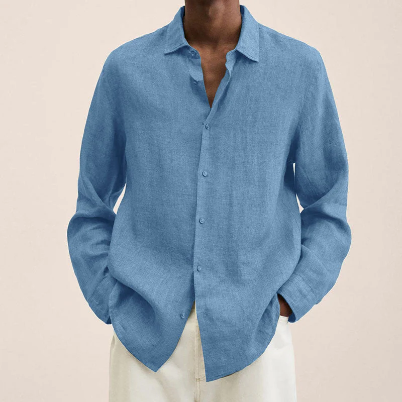 Men's Linen Long Sleeve Shirt - Image 17