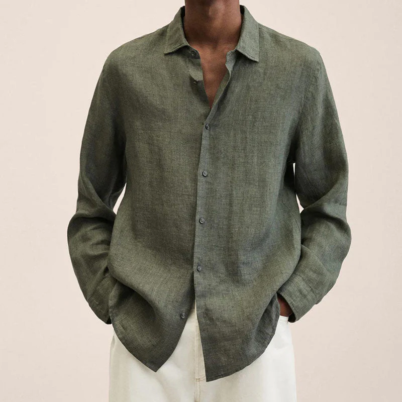 Men's Linen Long Sleeve Shirt - Image 3
