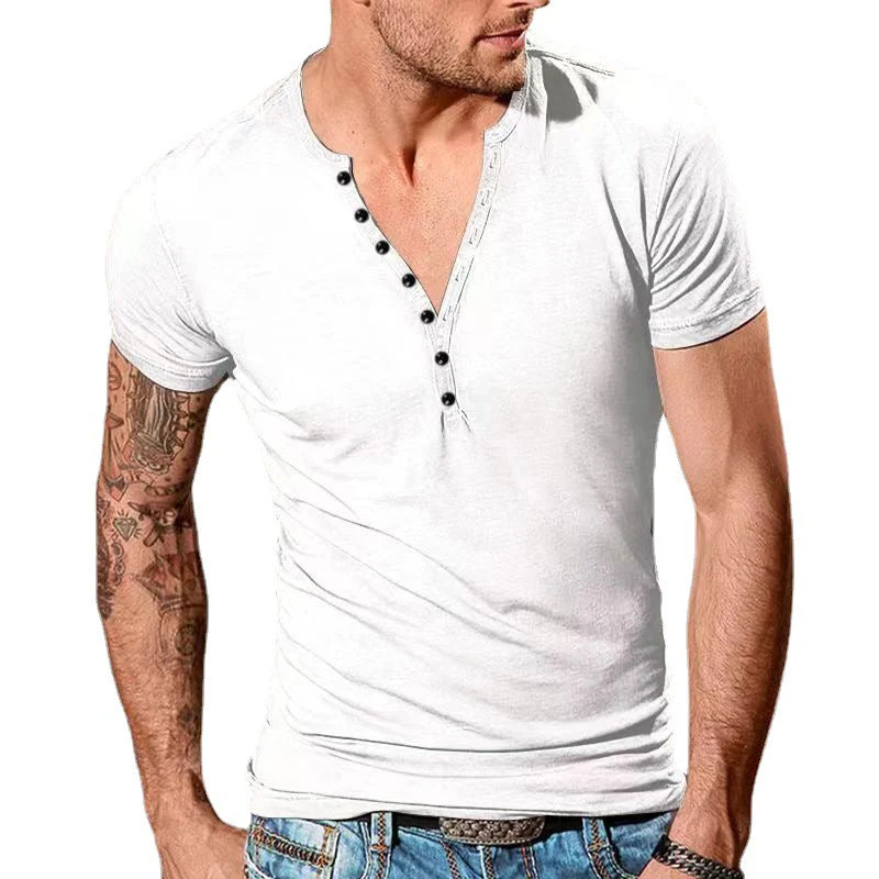 Men's Plain Henley Vacation T-shirt - Image 4