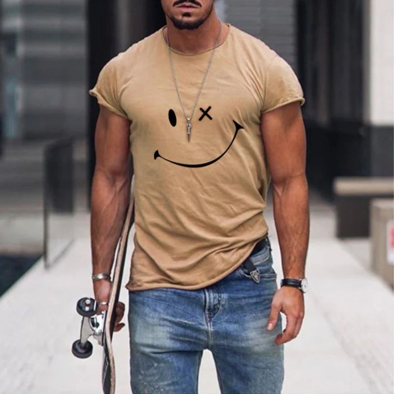 Men's Smile Round Neck Short Sleeve T-shirt - Image 10
