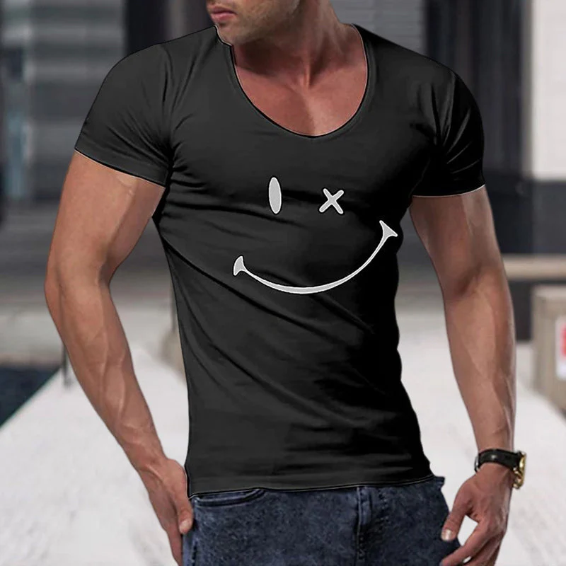 Men's Smile Round Neck Short Sleeve T-shirt - Image 2
